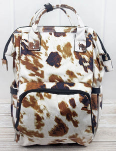 Cow print diaper bag backpack