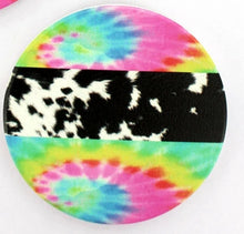 Load image into Gallery viewer, Cow and Tie Die Car Coasters