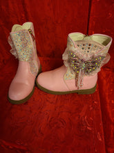 Load image into Gallery viewer, Girls Glitter Winter Boots, Princess Sequin Boots, Sparkly Bling Shoes, Rhinestone Toddler Boots, Butterfly Costume Shoes