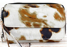 Load image into Gallery viewer, Cow print crossbody clutch