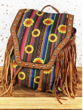 Load image into Gallery viewer, Sunflower Field tassle drawstring backpacl