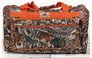 Natural Camo Duffle Bag with orange trim