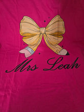 Load image into Gallery viewer, Personalized Teacher Shirt – Custom Name Teacher Tee – Back to School Shirt – Teacher Gift – Cute Teacher Bow Shirt