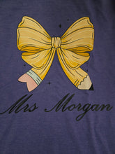 Load image into Gallery viewer, Personalized Teacher Shirt – Custom Name Teacher Tee – Back to School Shirt – Teacher Gift – Cute Teacher Bow Shirt