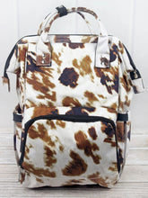 Load image into Gallery viewer, Cow print diaper bag backpack