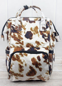 Cow print diaper bag backpack