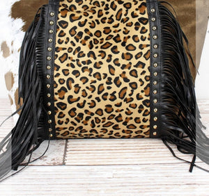 Take the risk leopard and cow tassle tote