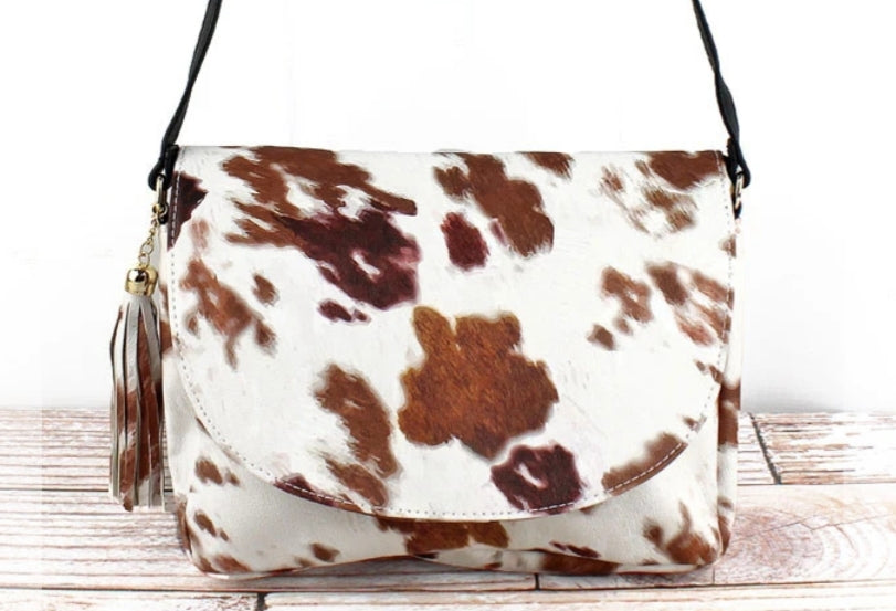 Cow print faux leather envelope crossbody – Family Tie Creations