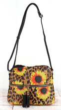Load image into Gallery viewer, Sunflower leopard faux leather crossbody tote