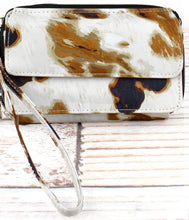 Load image into Gallery viewer, Cow print crossbody clutch
