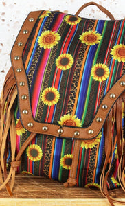 Sunflower Field tassle drawstring backpacl
